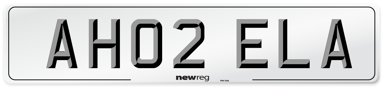 AH02 ELA Number Plate from New Reg